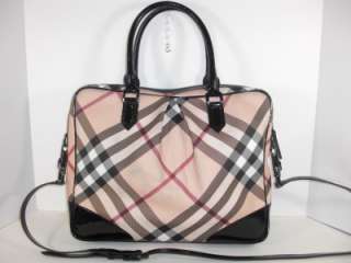 Burberry Nova Black Check Tote Handbag Purse Authentic  