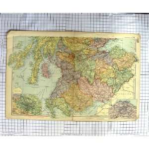  ANTIQUE MAP 1900 SOUTH SCOTLAND GLASGOW EDINBURGH
