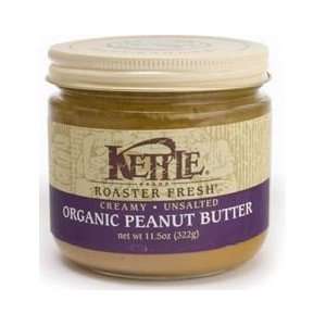 Kettle Organic Peanut Butter, CREAMY, UNSALTED, 11.5 oz (Pack of 3 