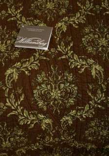   WINDSOR DAMASK BROWN & GREEN TOILE OVERSIZE CAL/ KING QUILT COTTON