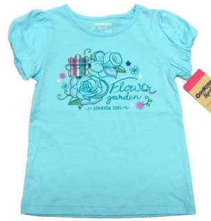 OSHKOSH Blue Flower Garden Tee Shirt Girls 6 NWT $16  