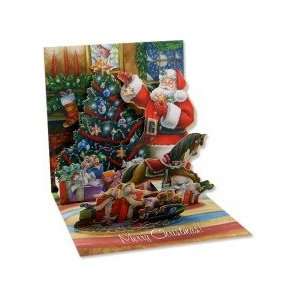  3D Greeting Card   TREE TRIMMING SANTA   Christmas