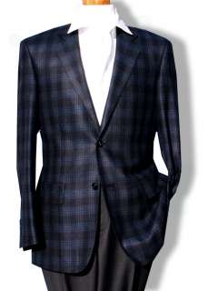 New Daniele $995 Blue Plaid Mens Silk Wool Sport Coat  