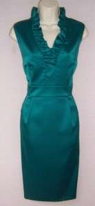 JESSICA HOWARD Green Ruffle VNeck Holiday Cocktail Evening Party Dress 