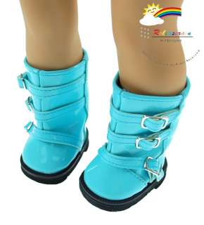 Buckles Boots Shoes P Pale Blue for American Girl Doll  