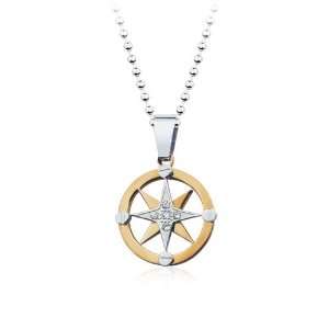  Stainless Steel Star Steering Wheel Pendant Necklace, High 