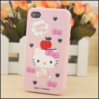 Pink Hello Kitty cute fashionable 3D Soft Silicone Case Cover For 