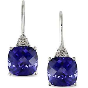   Sapphire and Diamond 10k White Gold Earrings Paris Jewelry Jewelry