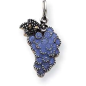  Marcasite Enameled Grapes Charm, Sterling Silver Jewelry