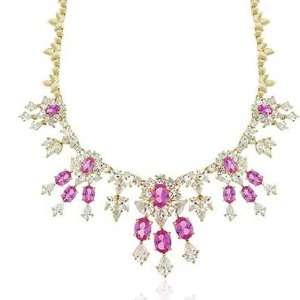   Zirconia Pink Sapphire ESTATE Necklace Gold plated Glitzs Jewelry