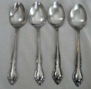 Continental Silver Stainless Flatware CSS27 4 Teaspoons Floral  