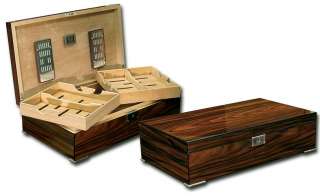 250 Count Laquer Humidor Dual Trays Brazilian Rosewood  