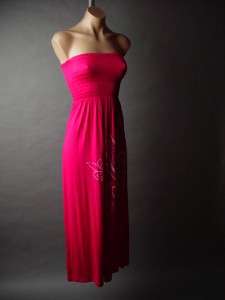   Bold Jewel Embellished Fleur De Lis Soft Knit Tube Long Maxi Dress XS