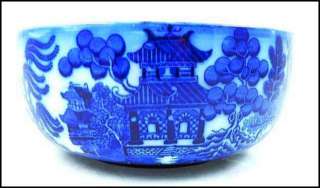 LOVELY Antique ROYAL Doulton FLOW Blue WILLOW Porcelain BOWL England 