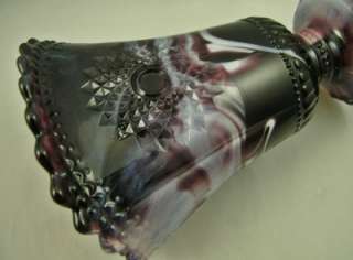 Antique Challinor Purple Slag Glass Hobstar Vase  
