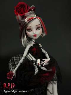 OOAK Custom Repaint Monster High Frankie *RED* + Valentine Dress Set 