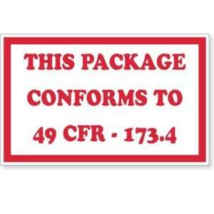  This Package Conforms to 49 CFR   173 4 Coated Paper Label 