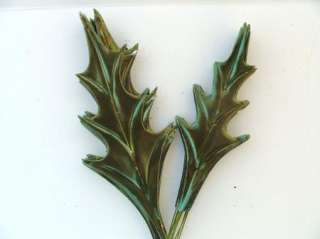 Vintage Dark Green Foil Holly Christmas Craft Ornament Wreath Tree 