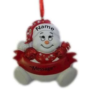   Snow Baby snowman Red Holiday Gift Expertly Handwritten Ornament