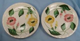   POPPY DUET SAUCERS BLUE RIDGE SOUTHERN POTTERY Lovely AS IS (O)  