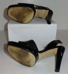 Nine West Womens Black Patent Leather Slingback Heels Size 8 M  