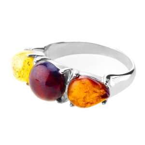  ANYA Sterling Silver Ring Studded with Amber Jewelry