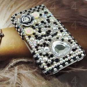  Apple iPhone 4G Silver Bling Bling Crystal Heart Mixed 