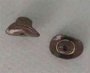 HAND PAINTED CERAMIC BROWN COWBOY HAT BEADS  