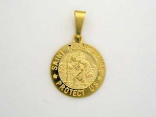 14K Solid Gold Saint Christopher Medal charm Italy  