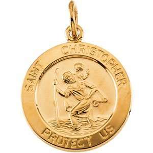   14K Yellow Gold 15mm St. Christopher Medal CleverEve Jewelry