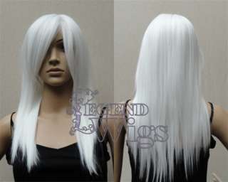 24 White Long Medium Straight Cosplay Costume Wig  