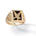 10k Yellow Gold Mens Onyx and Diamond Accent Eagle Ring