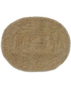   Braided Bleached Natural Jute Rug (6 6 x 8 Oval)  