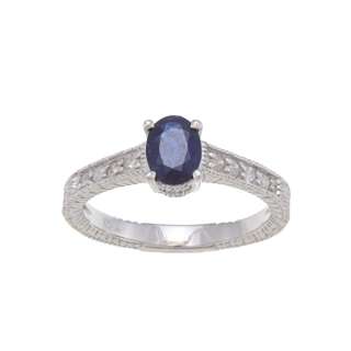 Viducci Sterling Silver Blue Sapphire and 1/5ct TDW Diamond Ring (G H 