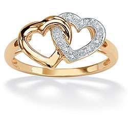 18k Gold over Sterling Silver Diamond Accent Interlocking Heart Ring 