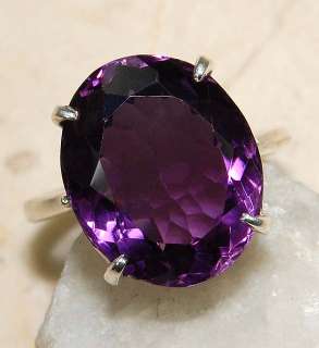 12ct Amethyst & 925 Solid Sterling Silver Ring Size 7, Item is stamped 