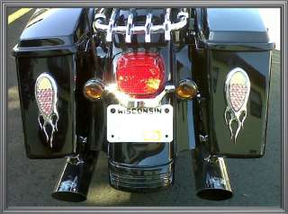 Chrome Flame 51 LED Tail, Brake, Turn Signal Light for Harley 