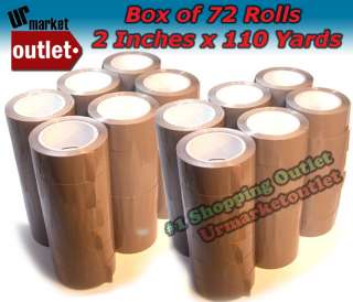 72Rolls Carton Sealing Packaging Tan Tape 2 x 110 yard  