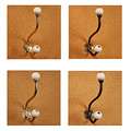 Solid Brass Rope Design With Porcelain Motif Double Coat Hooks (Pack 