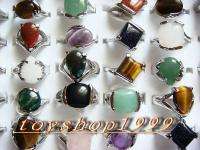 Wholesale 25piece of Natural stone Silver plated Rings  