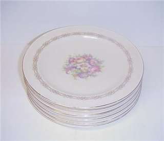ANTIQUE EDWIN KNOWLES LUNCHEON PLATES SET OF SEVEN 1937  
