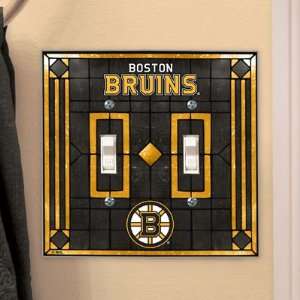 Boston Bruins   NHL Art Glass Double Switch Plate Cover
