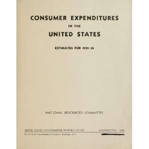  Consumer Expenditures In The United States; Estimates For 