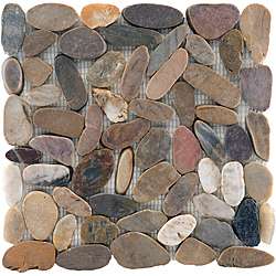   75x11.75 in Riverbed Flat Multi Natural Stone Mosaic Tile (Pack of 10