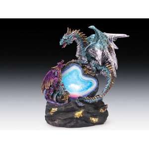 Blue Dragon And Geode With LED Light 