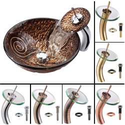 Kraus Luna Glass Vessel Sink/ Waterfall Bathroom Faucet   