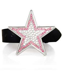 Silver Star Unisex Pink Bling Belt Buckle  