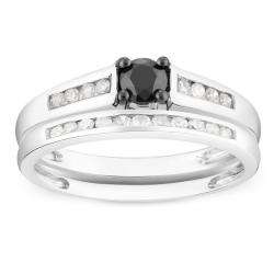 10k Gold 1/2ct TDW Black and White Diamond Bridal Ring Set (G H, I2 I3 