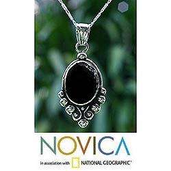   Silver Praise Love Black Spinel Necklace (Guatemala)  