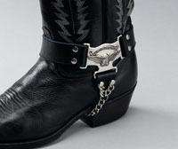 AMERICAN COWBOY EAGLE BLACK LEATHER BOOT CHAINS NEW  